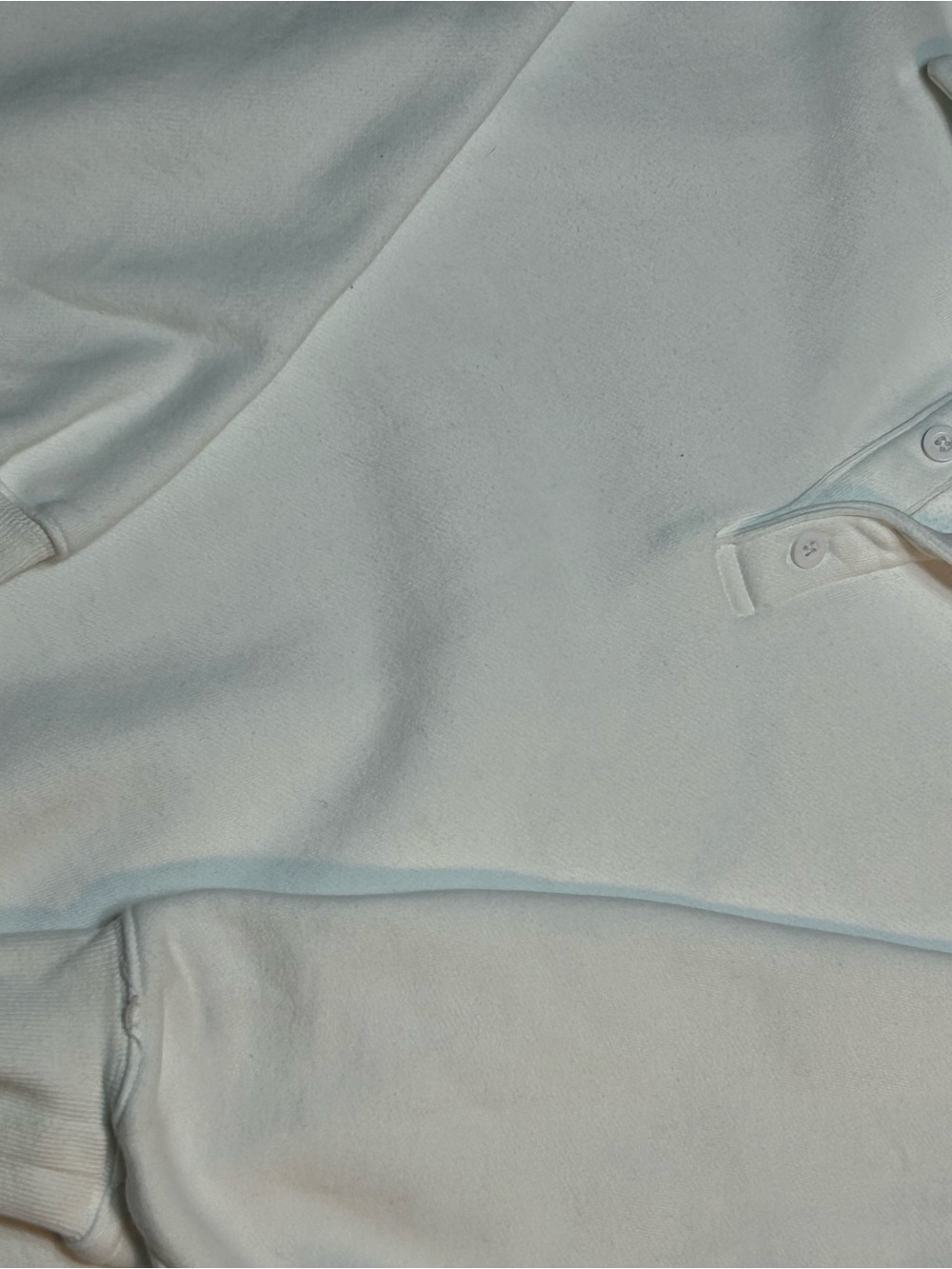 Aritzia Tna Cozy Fleece Boyfriend Polo Pullover Sweatshirt White - Picture 3 of 9